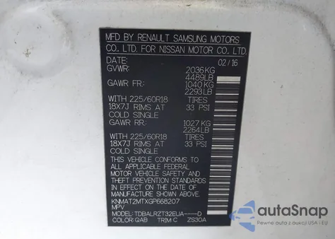 2016 Nissan Rogue Sl из США, поврежденный, VIN KNMAT2MTXGP668207